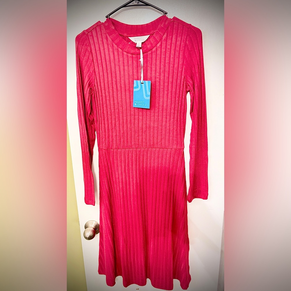 Market & Spruce Ribbed Red Dress